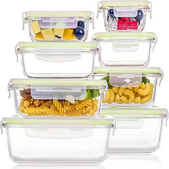 8-Pack Glass Food Storage Containers - Airtight Leakproof Meal Prep Set for Oven and Freezer