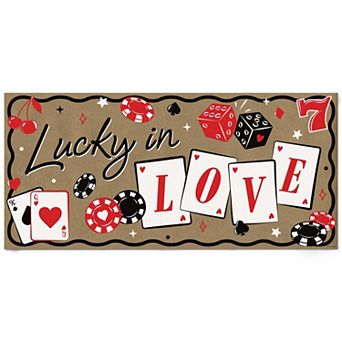 Lucky in Love Kraft Paper Banner, Las Vegas Bachelorette or Valentine's Printed Brown Paper 1 ct