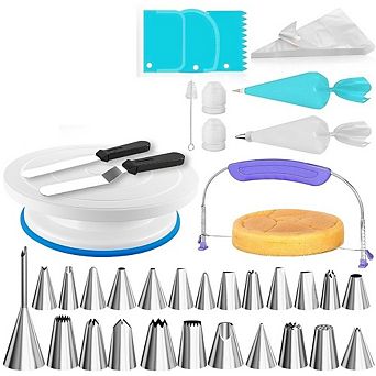 Great Ambitions 64 pc Cake Decorating Kit with Turntable, 24 Tips & Tools