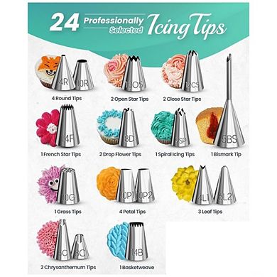 Great Ambitions 64-Piece Cake Decorating Kit with Turntable, 24 Tips & Tools