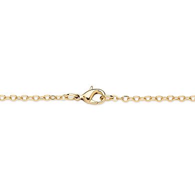Simulated Birthstone Goldtone Cross Pendant Necklace