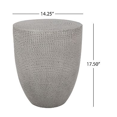 Outdoor Lightweight Concrete Side Table Modern Tapered Cylinder End Table in Natural