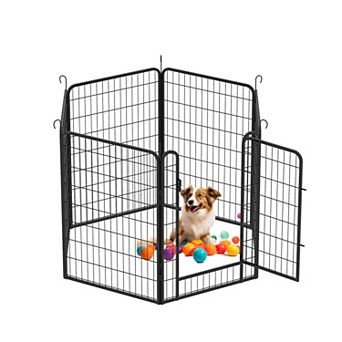 IFMALL Heavy Duty Metal Pet Playpen with Door 6 Panel Exercise Fence
