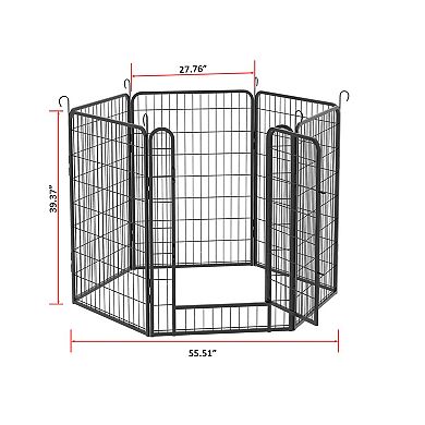 IFMALL Heavy Duty Metal Pet Playpen with Door 6 Panel Exercise Fence