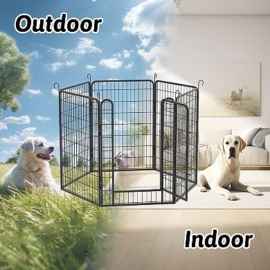 IFMALL Heavy Duty Metal Pet Playpen with Door 6 Panel Exercise Fence