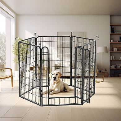 IFMALL Heavy Duty Metal Pet Playpen with Door 6 Panel Exercise Fence