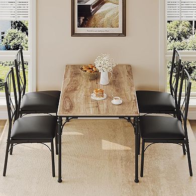 Space-Saving Dining Table Set for 4 Small Apartment Wood Dinette
