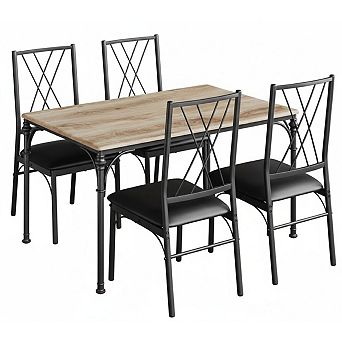 Space-Saving Dining Table Set for 4 Small Apartment Wood Dinette
