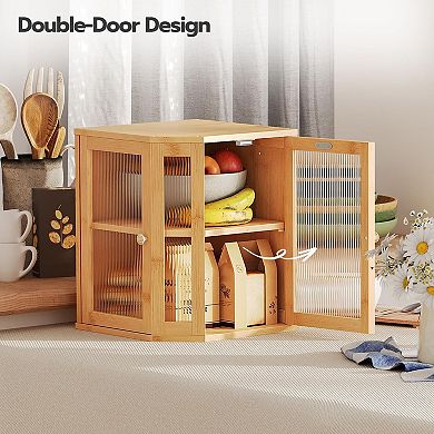 2-Tier Bread Box with Acrylic Doors for Bread, Snacks, and Kitchen Storage
