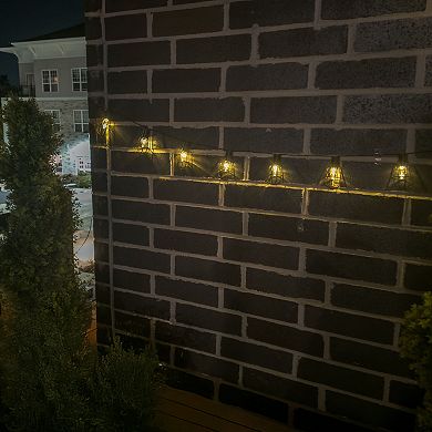 Solar Powered Vintage String Lights 10 Warm White LEDs Metal Cage IP67 Outdoor