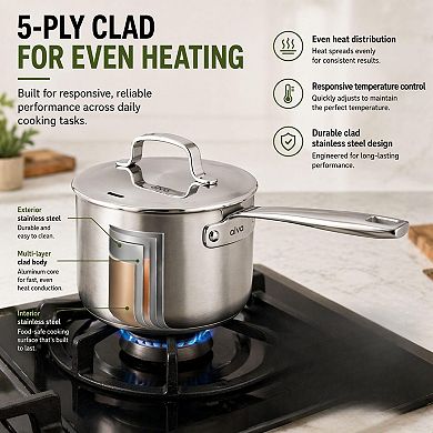 Alva Maestro 5-Ply Stainless Steel Saucepan with Lid