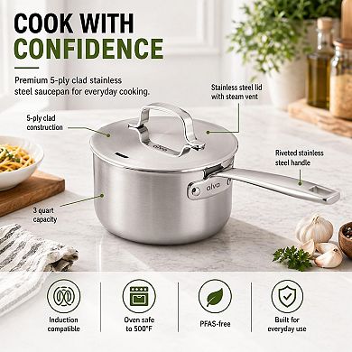 Alva Maestro 5-Ply Stainless Steel Saucepan with Lid
