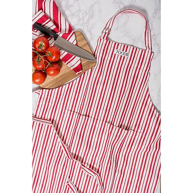 DII Tomato Red Stripe Foodie Gourmet Chef Apron