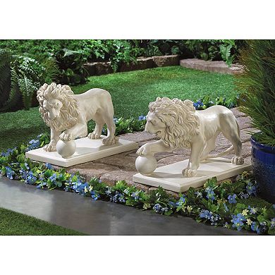 Zingz Home Outdoor Garden Regal Lion Statue 2 Piece Set