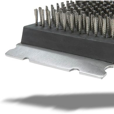 Great Ambitions Replaceable Grill Brush & Scraper: Large Wood Handle, No-Scratch Steel Bristles
