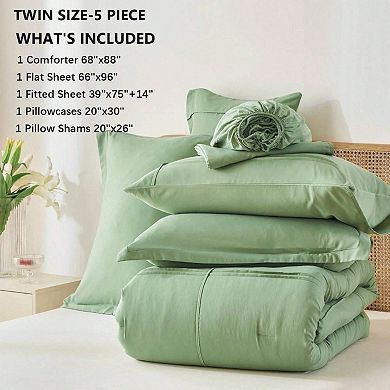 Soft Microfiber 5pc Pinch Pleat Comforter Set All Season
