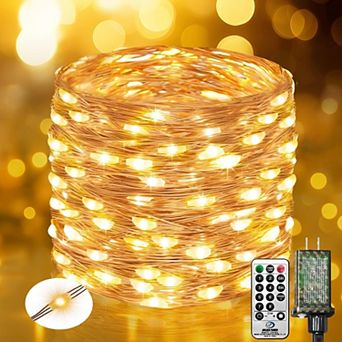 Fairy Lights Plug in with Remote, 33FT 100 LED Outdoor Twinkle Lights Waterproof with Timer