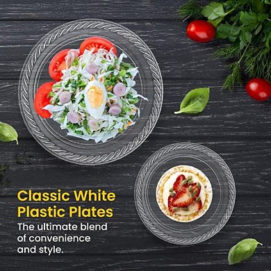 Great Ambitions 100-Pack 9" Heavy-Duty Clear Plates: Disposable, Microwavable for Parties