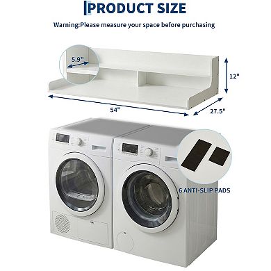 54" Laundry Station Countertop for Washer & Dryer, Space Saving Topper with Non-Slip Pads