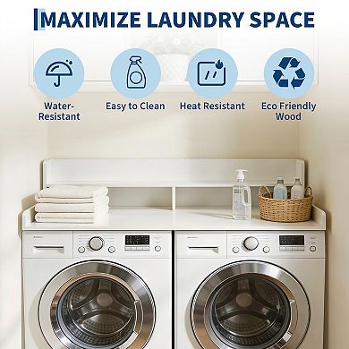 54" Laundry Station Countertop for Washer & Dryer, Space Saving Topper with Non-Slip Pads