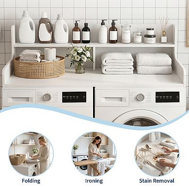 54" Laundry Station Countertop for Washer & Dryer, Space Saving Topper with Non-Slip Pads