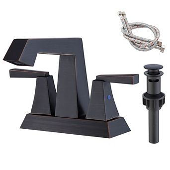 Deck-Mount Bathroom Sink Faucet with Ergonomic Handles and Aerated Flow
