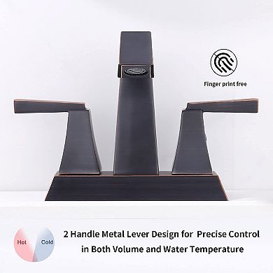 Deck-Mount Bathroom Sink Faucet with Ergonomic Handles and Aerated Flow
