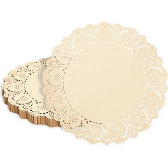Paper Placemats - 12-Inch Round, Brown, 250 Count - Disposable Placemats & Lace Doilies