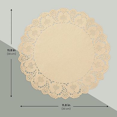 Paper Placemats - 12-Inch Round, Brown, 250 Count - Disposable Placemats & Lace Doilies