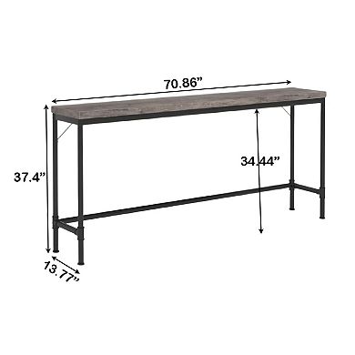 Long Console Table 70 Inch Wood Look Top, Behind Couch or Hallway Table