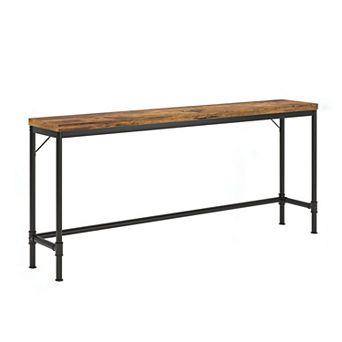 Long Console Table 70 Inch Wood Look Top, Behind Couch or Hallway Table