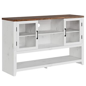 Buffet Cabinet with Glass Doors, Farmhouse Coffee Bar Storage Console for Dining Room, Entryway