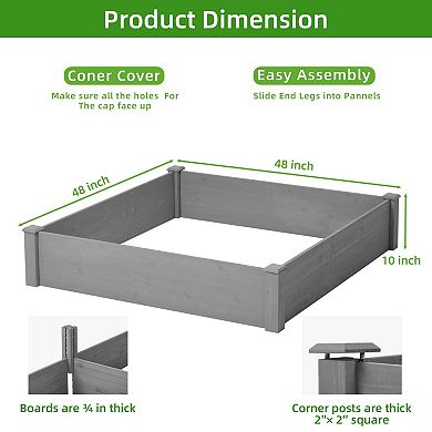 48" x 48" Outdoor Square Raised Garden Bed