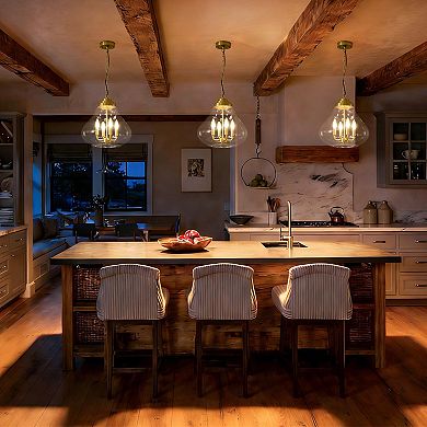 Industrial Modern Farmhouse Clear Glass 4-Light Adjustable Pendant Ceiling Light Fixture