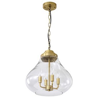 Industrial Modern Farmhouse Clear Glass 4-Light Adjustable Pendant Ceiling Light Fixture