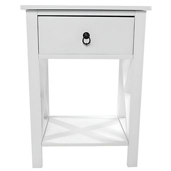 Modern End Table with Drawer and Open Storage Shelf, Bedside or Sofa Table
