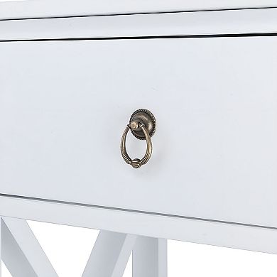 Modern End Table with Drawer and Open Storage Shelf, Bedside or Sofa Table
