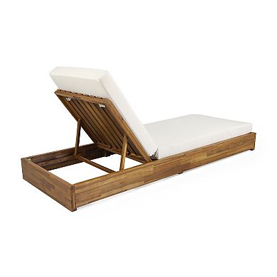 Adjustable Chaise Lounge Acacia Wood with 5-Position Recline, Set of 4
