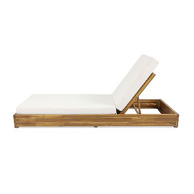 Adjustable Chaise Lounge Acacia Wood with 5-Position Recline, Set of 4