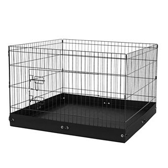 Foldable 4-Panel Pet Playpen with Metal Mesh Base and Quick Setup