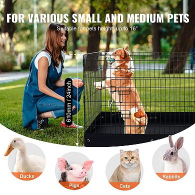 Foldable 4-Panel Pet Playpen with Metal Mesh Base and Quick Setup