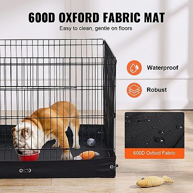 Foldable 4-Panel Pet Playpen with Metal Mesh Base and Quick Setup