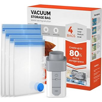 Vacuum Storage Bags for Clothes & Travel, Space Saver, Durable, Reusable
