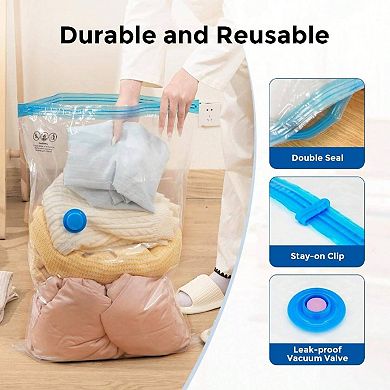 Vacuum Storage Bags for Clothes & Travel, Space Saver, Durable, Reusable