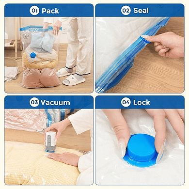 Vacuum Storage Bags for Clothes & Travel, Space Saver, Durable, Reusable