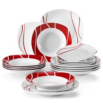 FELISA 18 pc Dinnerware Set, for 6, Dinner Plate, Dessert Plate, Soup Plate