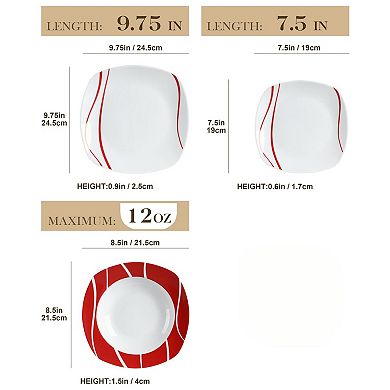 FELISA 18 pc Dinnerware Set, for 6, Dinner Plate, Dessert Plate, Soup Plate