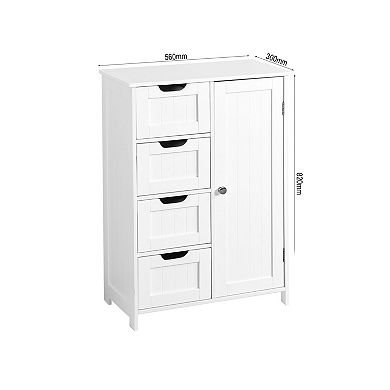 Bathroom Storage Cabinet, Compact Floor Unit with Large Capacity and Adjustable Shelf