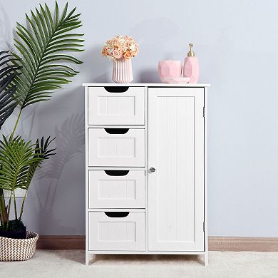Bathroom Storage Cabinet, Compact Floor Unit with Large Capacity and Adjustable Shelf