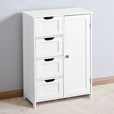 Bathroom Storage Cabinet, Compact Floor Unit with Large Capacity and Adjustable Shelf